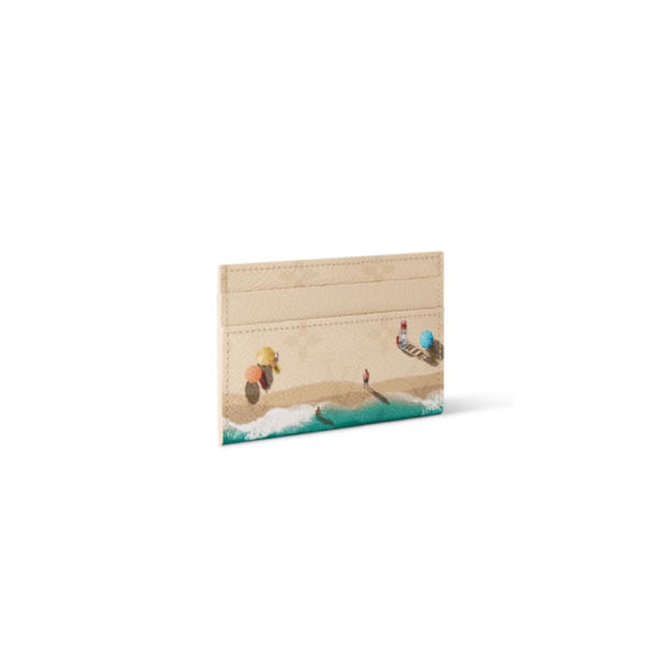 M2A350 LouisV Double Card Holder Beach Print Colored Monogram Canvas Brown Card Case 11 × 7 × 1.5 cm