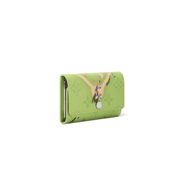 M2A351 LouisV Key Pouch Avocado Green Monogram Canvas Baseball Print Key Holder 10 × 7 cm