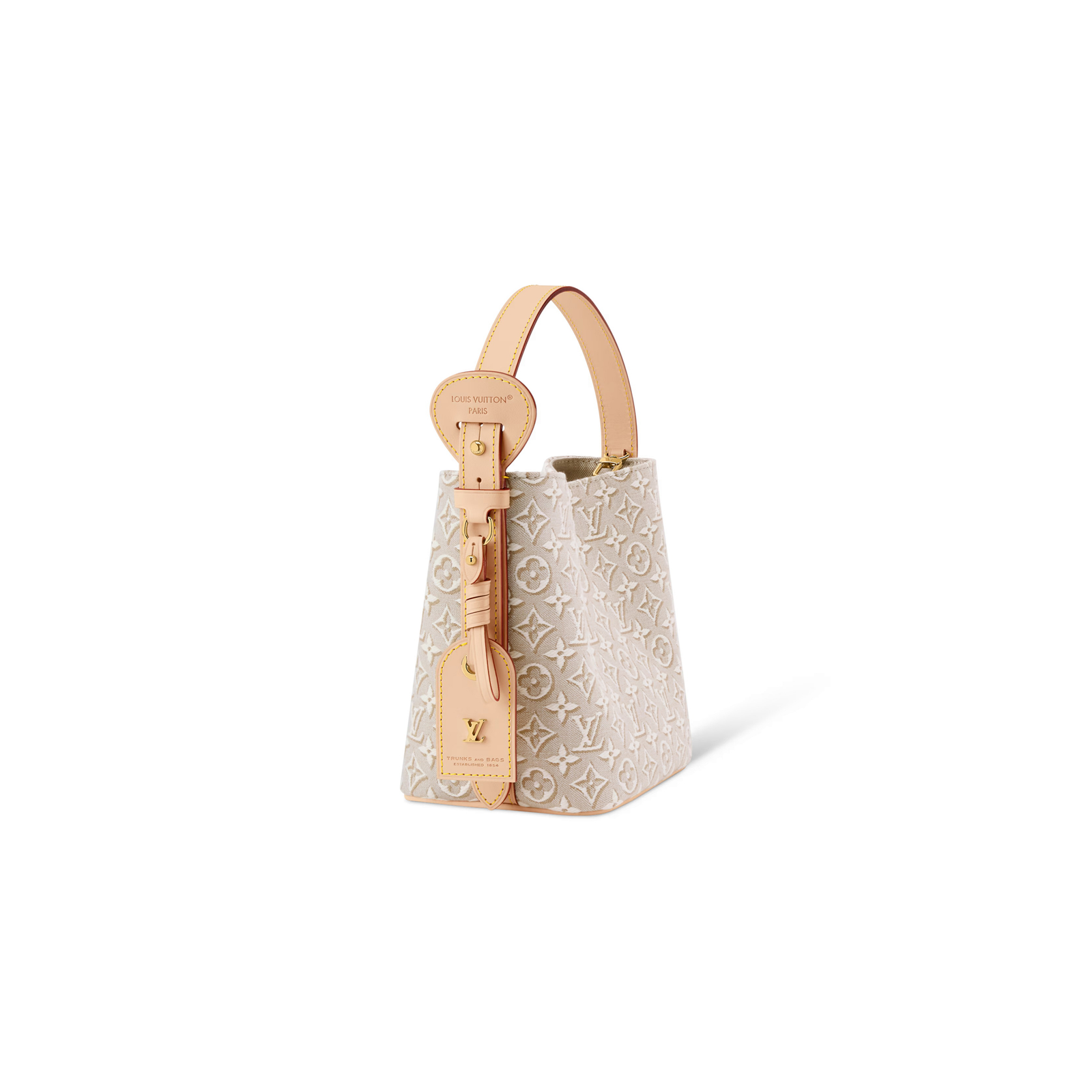 M2A377 LouisV All In BB Bag White Monogram Emblème Jacquard Canvas Leather Trim Top Handle Crossbody Bag 16 × 18 × 12 cm