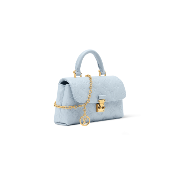 M29352 LouisV Nano Madeleine Bag Blue Monogram Empreinte Leather Embossed Top Handle Chain Crossbody Bag 21 × 12.5 × 6 cm