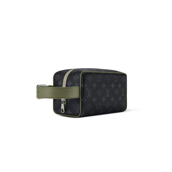 M28840 LouisV Pochette Voyage Locker Dopp Kit Monogram Eclipse Canvas Black Gray Leather Trim Travel Pouch 23 × 13 × 12 cm