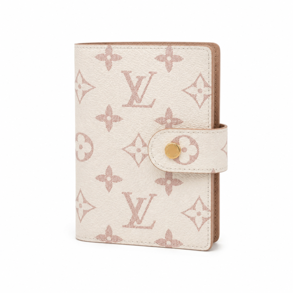 GI1667 LouisV Small Agenda Cover Sand Monogram Canvas 6-Ring Planner Organizer 10 × 14.5 × 2 cm