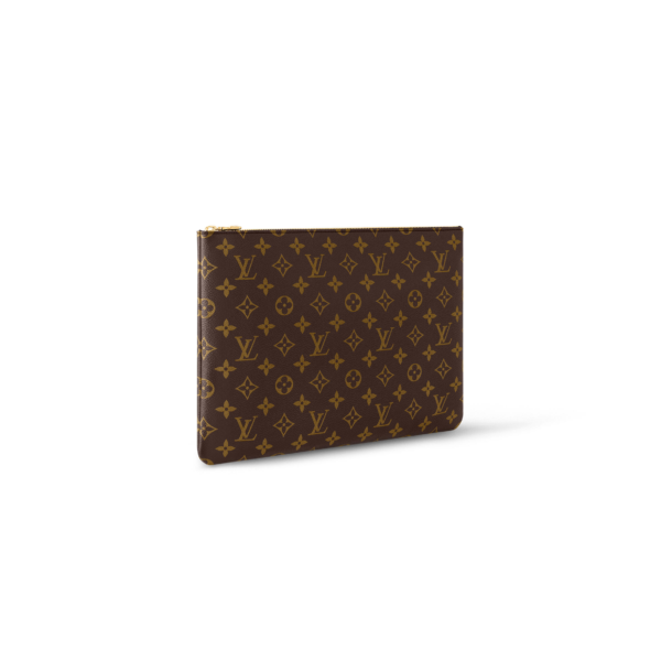 M13561 LouisV Pochette Clés L Document Key Pouch Monogram Coated Canvas Brown Tablet Sleeve Clutch 33 × 23.5 × 1 cm