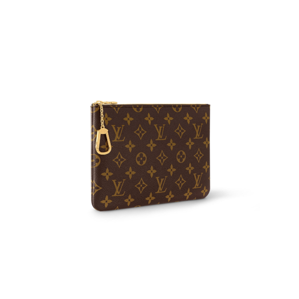 M13560 LouisV Pochette Clés Medium Monogram Coated Canvas Brown Key Zip Pouch Wristlet 24 × 15.5 × 1 cm