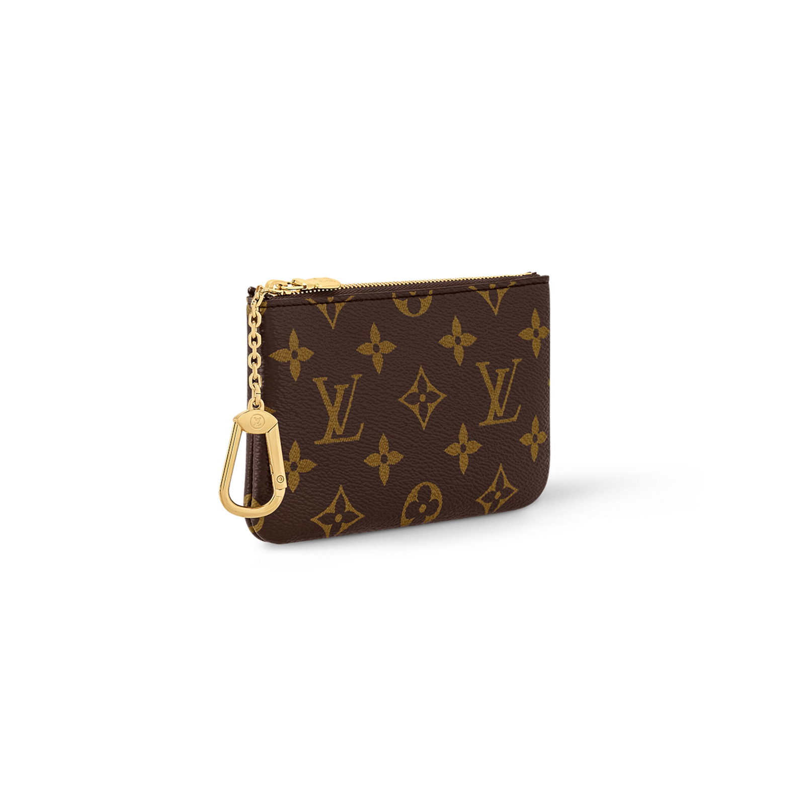 M13559 LouisV Pochette Clés Small Monogram Coated Canvas Brown Zip Key Pouch Coin Purse 15 × 9 × 1 cm