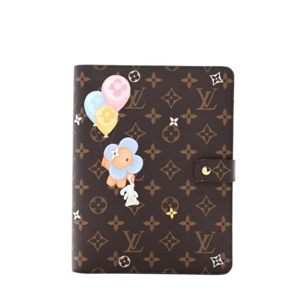 GI1375 LouisV Medium Desk Notebook Cover Monogram Coated Canvas Animal & Dessert Print Organizer 18 × 23 × 2 cm