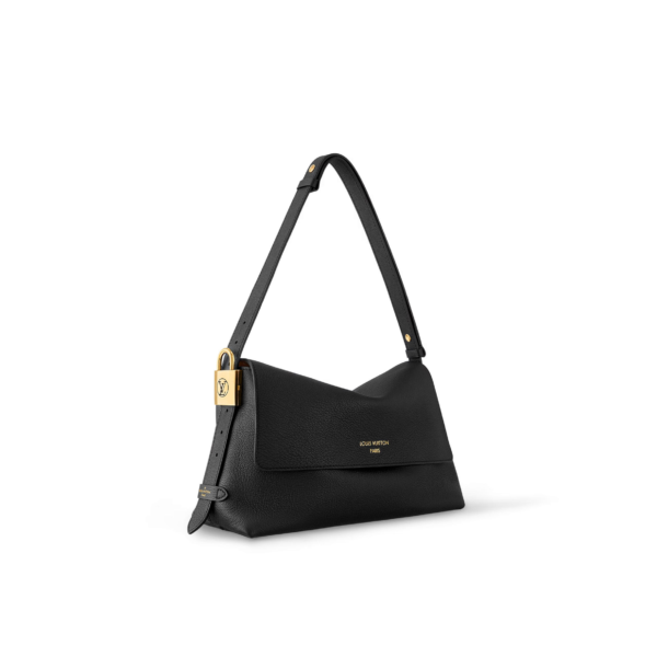 LOUIS VUITTON MASTER LOW KEY MESSENGER M13148 Black Calfskin Leather Adjustable Shoulder Crossbody Bag 30 × 18 × 12 cm