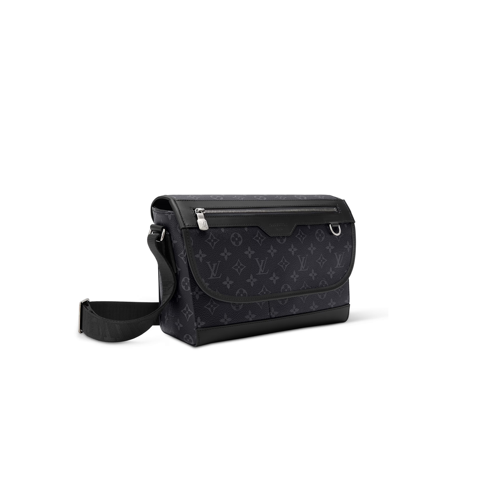 M28630 LouisV Courrier Messenger Bag Black Gray Monogram Eclipse Canvas Leather Trim Adjustable Shoulder Crossbody Bag 37 × 27 × 12 cm