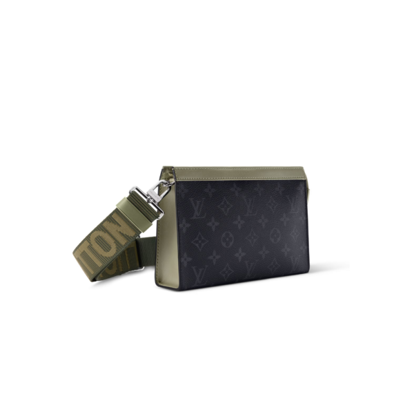 M28733 LouisV Gaston Mini Crossbody Bag Black Gray Monogram Eclipse Canvas Leather Trim Adjustable Strap 22 × 14.5 × 4.5 cm