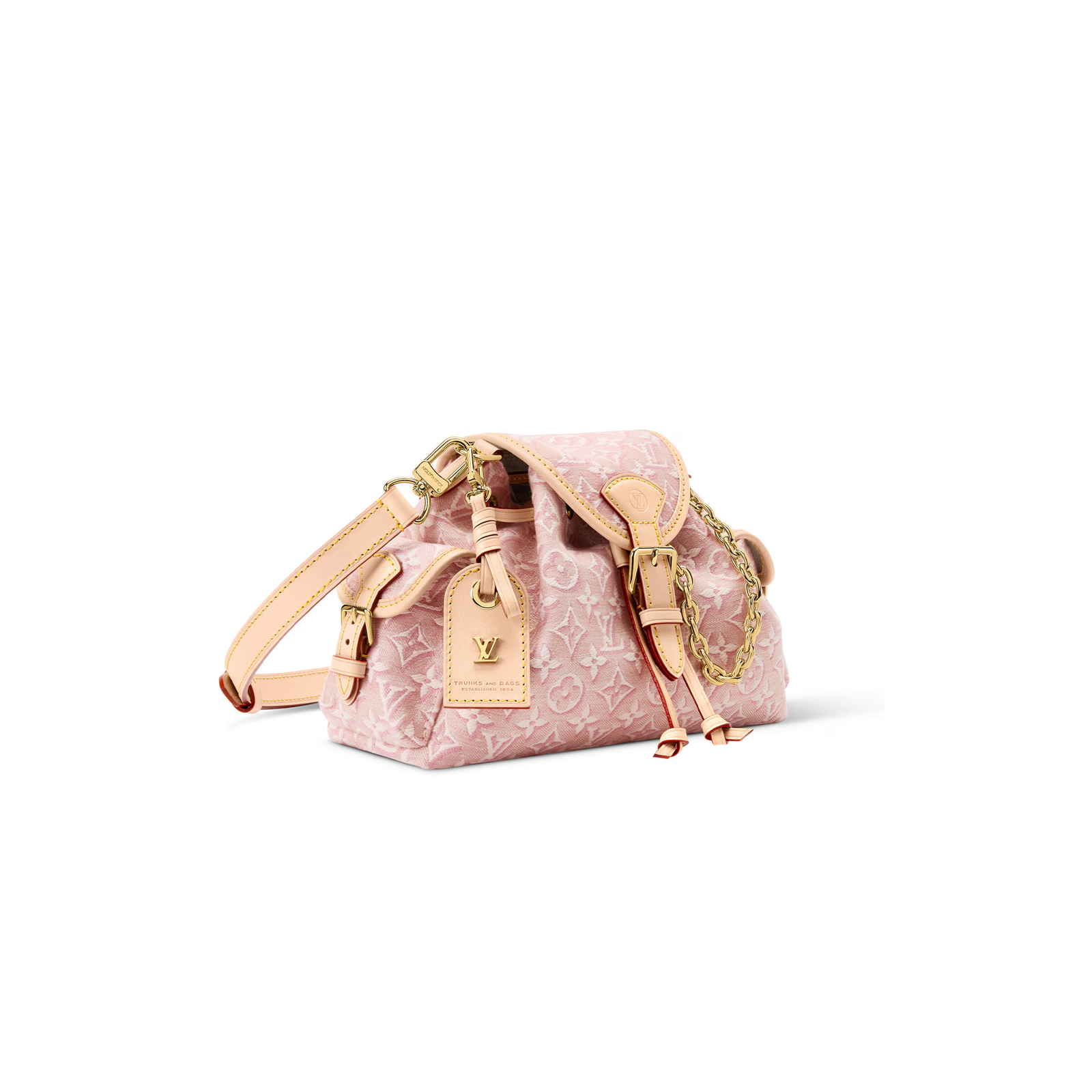 M29974 LouisV Odyssée Small Bag Pink Monogram Emblème Jacquard Canvas with VVN Leather Trim Top Handle Shoulder Bag 27 × 17 × 12 cm