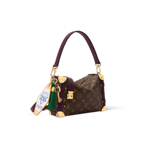 M28569 LouisV Getaway Side Trunk MM Bag Classic Monogram Canvas Brown Leather Trim Shoulder Crossbody Bag 23.5 × 16 × 8.5 cm