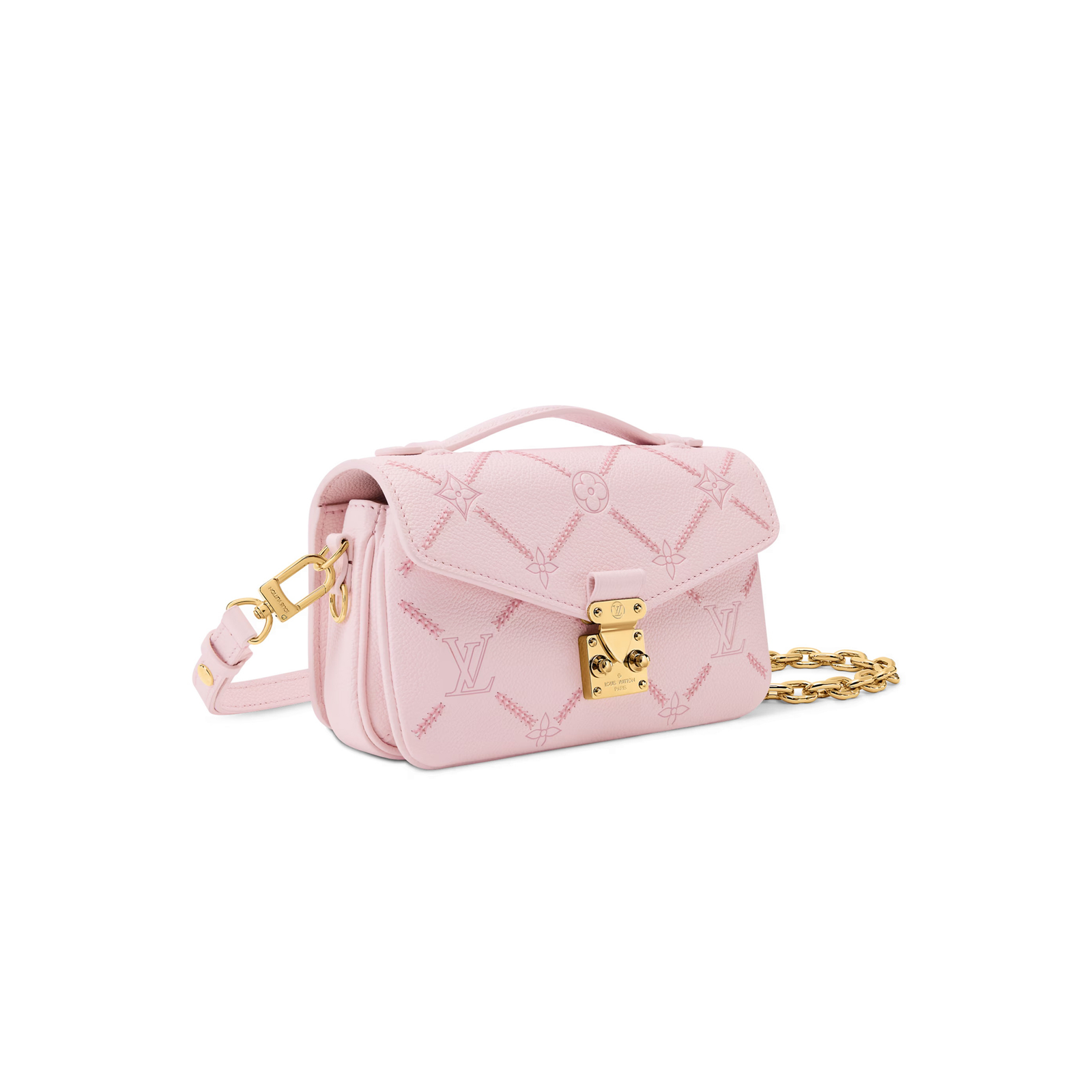 M29488 M46595 LouisV Pochette Métis East-West Bag Pink Monogram Empreinte Couture Leather Embroidered Top Handle Crossbody Bag 21.5 × 13.5 × 6 cm